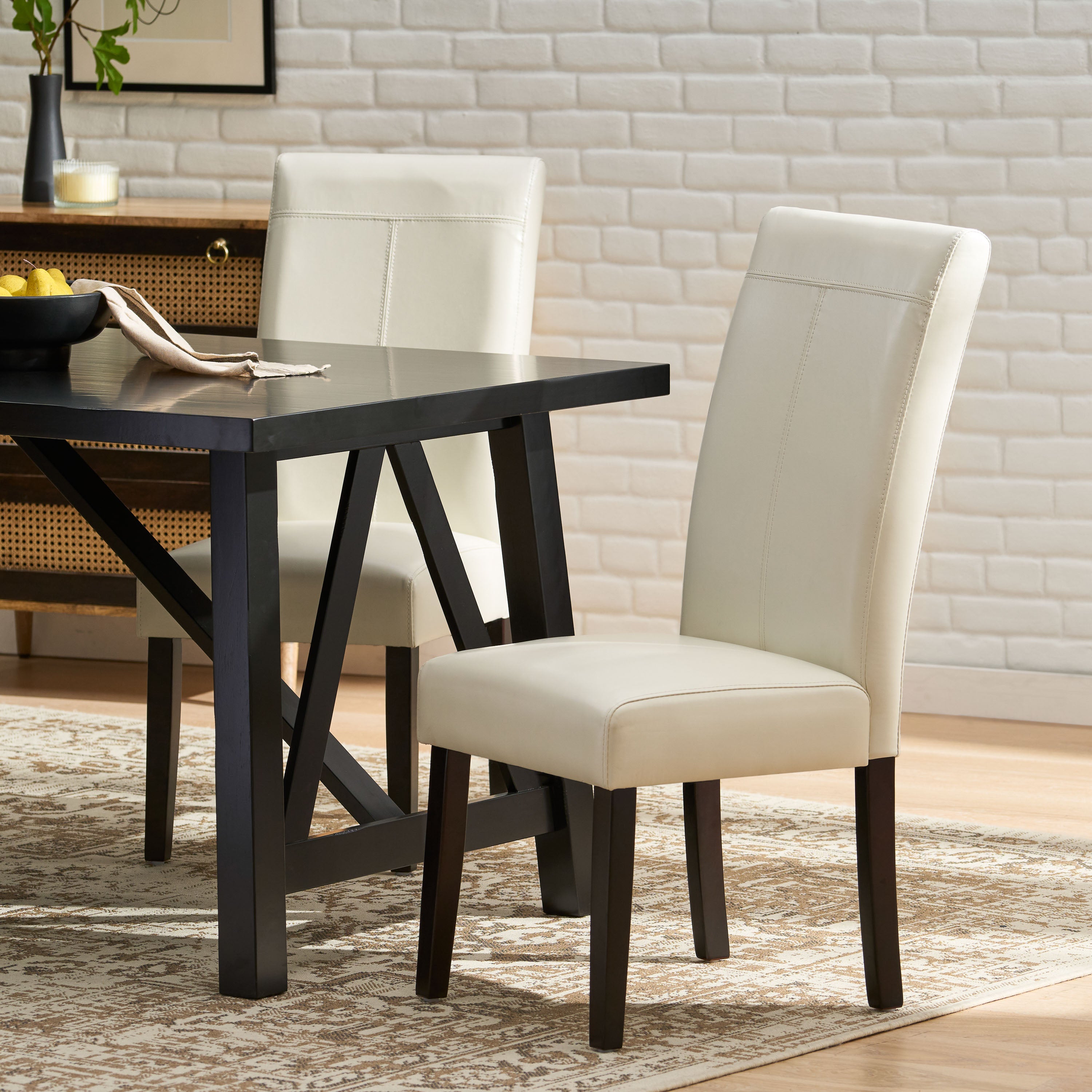 Percival T-Stitch Bonded Leather Dining Chairs (Set of 2)