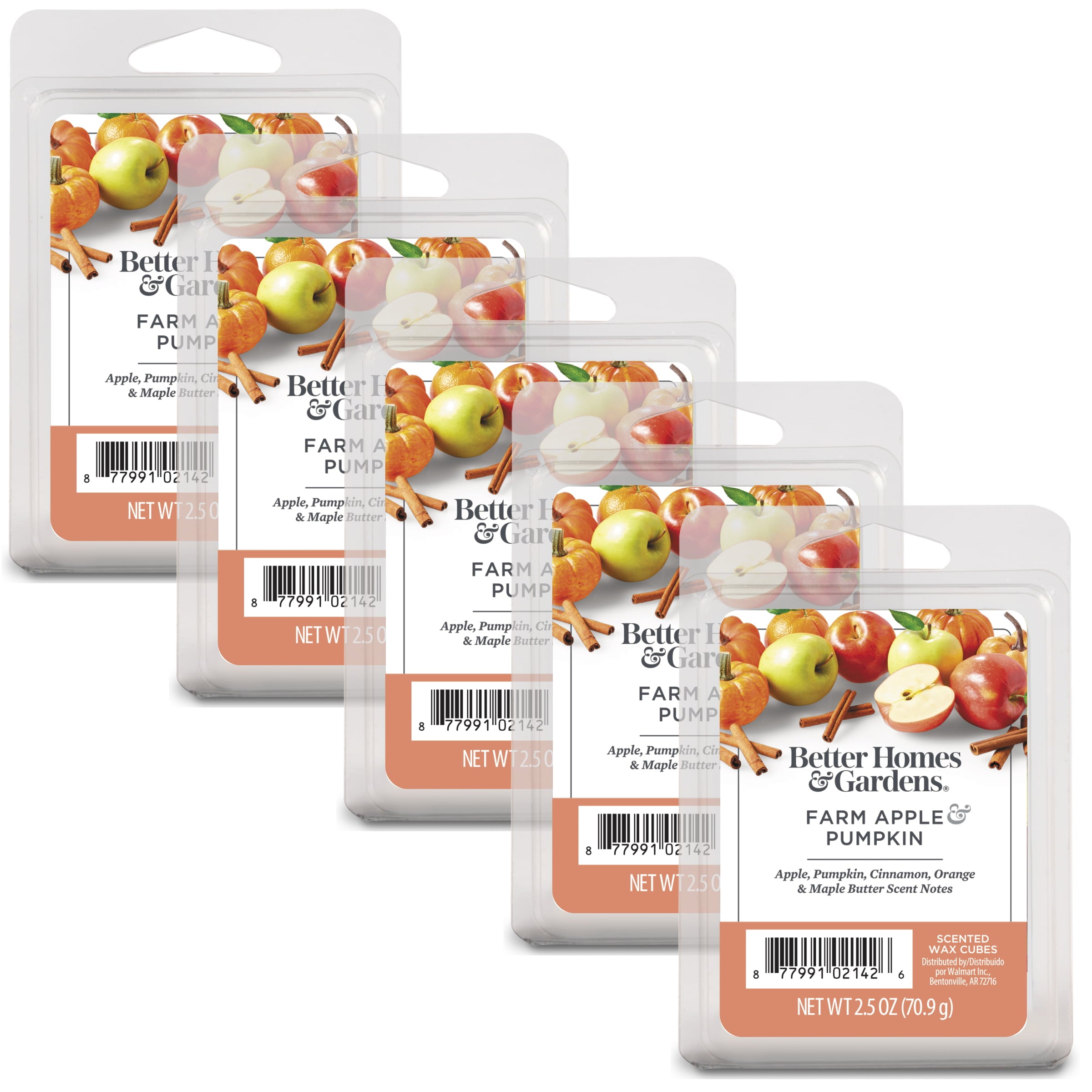 Farm Apple Pumpkin Scented Wax Melts， Better Homes and Gardens， 2.5 oz (5-Pack)