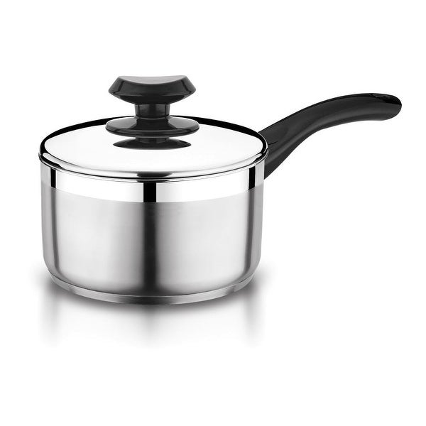 YBM Home Professional Chef’s 18/10 Stainless Steel Sauce Pot Covered Tri-Ply Capsule Base With Handle， Induction Compatible