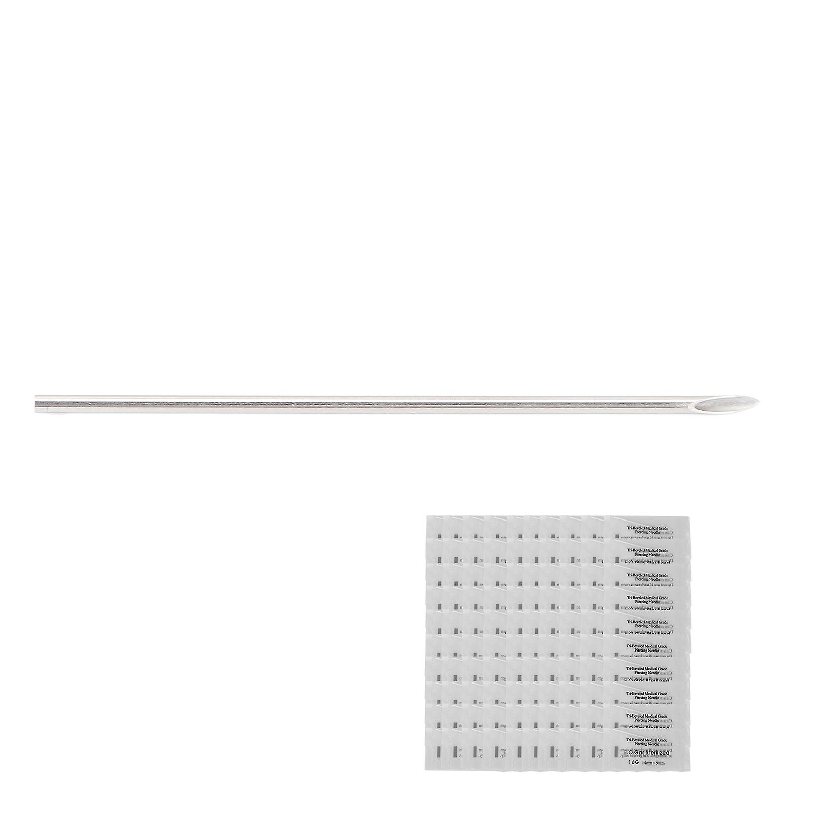 100pcs Professional Body Piercing Needles 304 Stainless Steel Disposable Safe Body Piercing Needle Tool16g