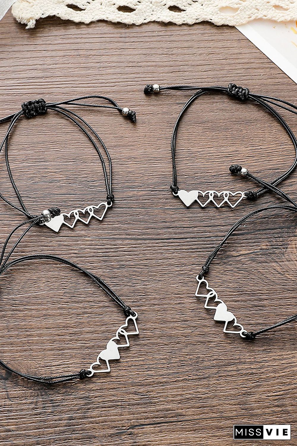 Stainless Steel Hearts Braided Bracelets 4PCS Wholesale MOQ 5pcs