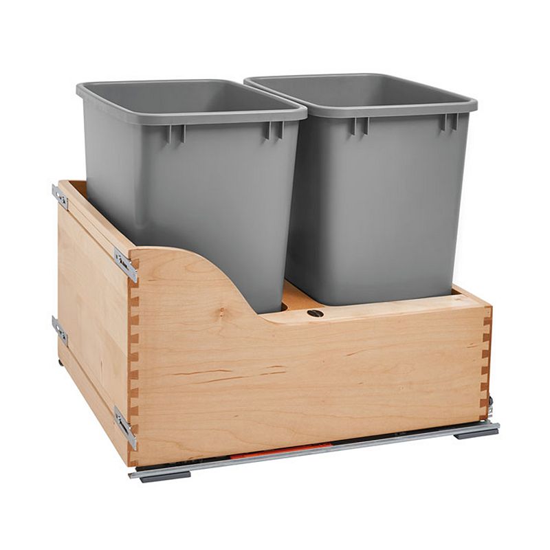 Rev-A-Shelf Double Pull Out Trash Can for Inset Cabinets 35 Qt， 4WCSC-2135DMND-2