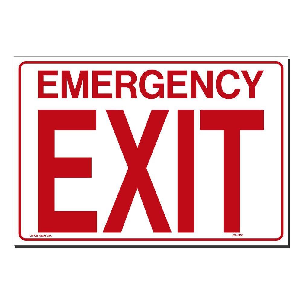 Lynch Sign 14 in. x 10 in. Decal Red on White Sticker Emergency Exit ES-  6 DC