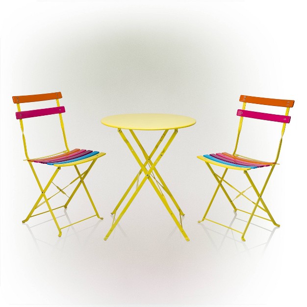 Steel Foldable Bistro Set Vibrant Rainbow Alpine Corporation