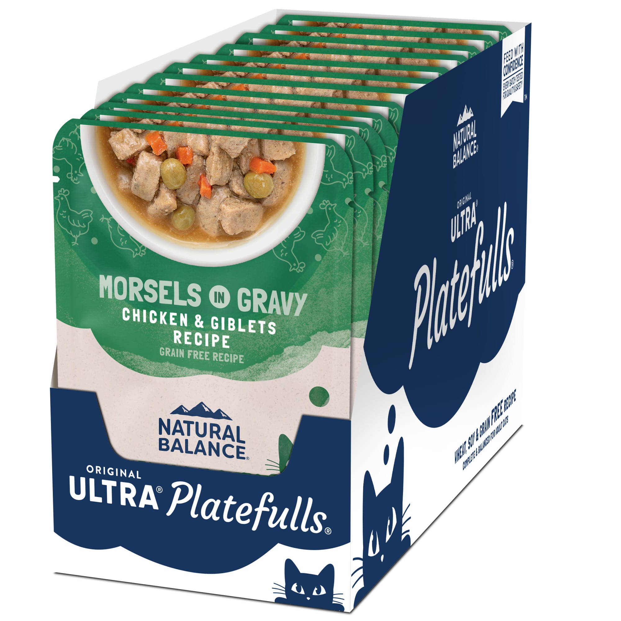 Natural Balance Platefulls Chicken  Giblets Formula in Gravy Adult Wet Cat Food， 3 oz.， Case of 24