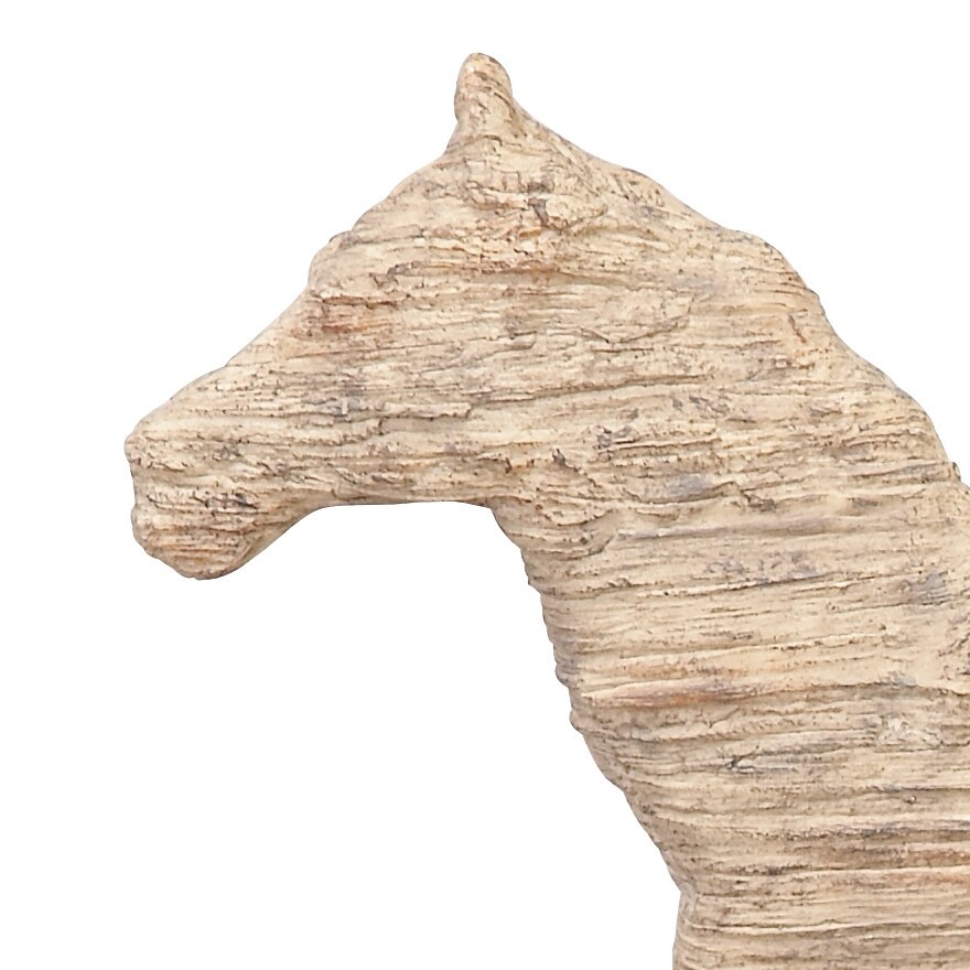 Beige Polystone Horse Sculpture   12 x 3 x 19