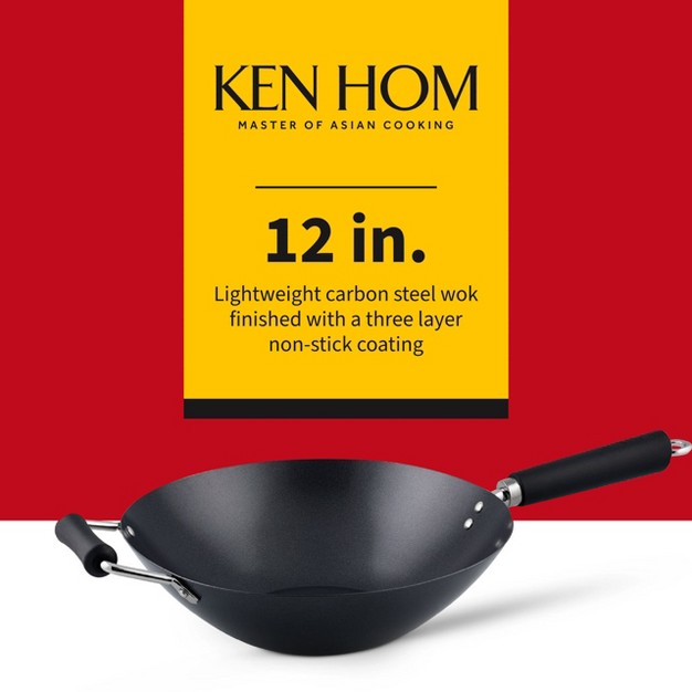 Ken Hom Excellence Non stick Carbon Steel Wok 12 Inch