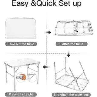 SUGIFT 26 in. H Rectangle Aluminum Folding Portable Outdoor Picnic Table SGFT88334