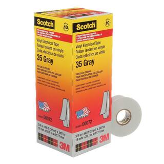 Scotch 34 in. x 66 ft. Gray Vinyl Electrical Color Coding Tape 35 GRAY