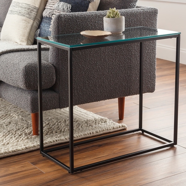 Cumo Modern Rectangular Mixed Material Frame End Table - 24