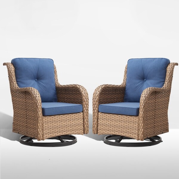 Pocassy PE Wicker Rocking Chair Swivel Chairs Glider Chair