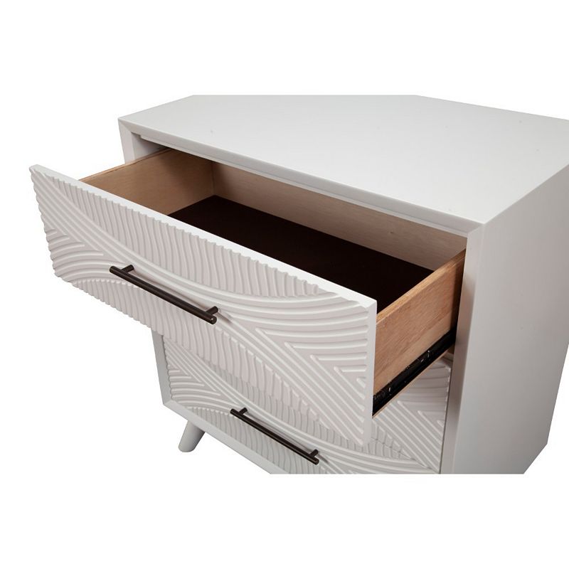 Three Drawers Mahogany Wood Small Chest with Splayed Legs， White