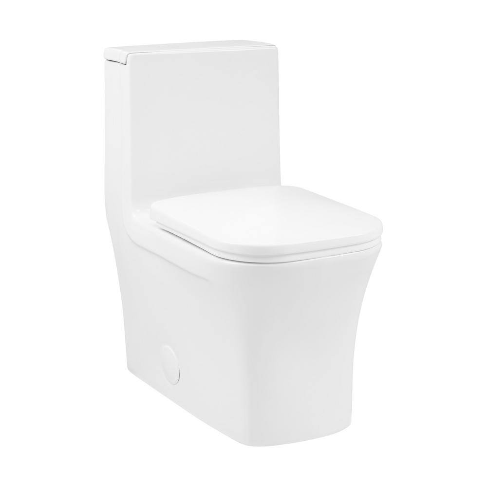 Swiss Madison Concorde 1-piece 1.28 GPF Single Flush Square Toilet in Glossy White Seat Included SM-1T105