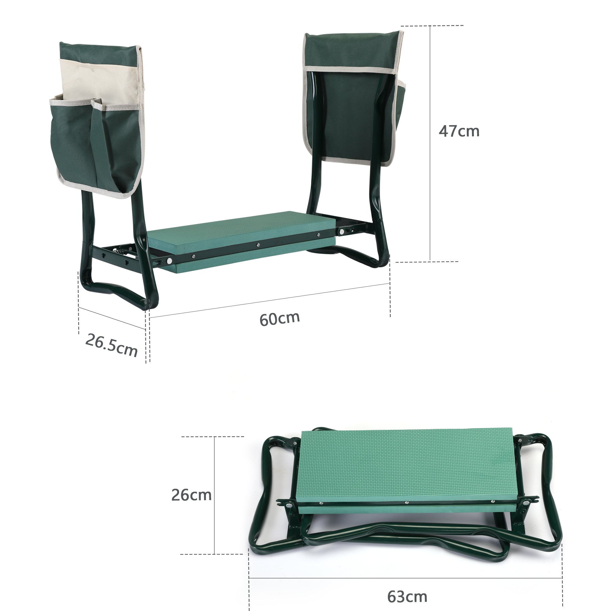 Folding Garden Kneeler and Seat with Free Tool Pouches