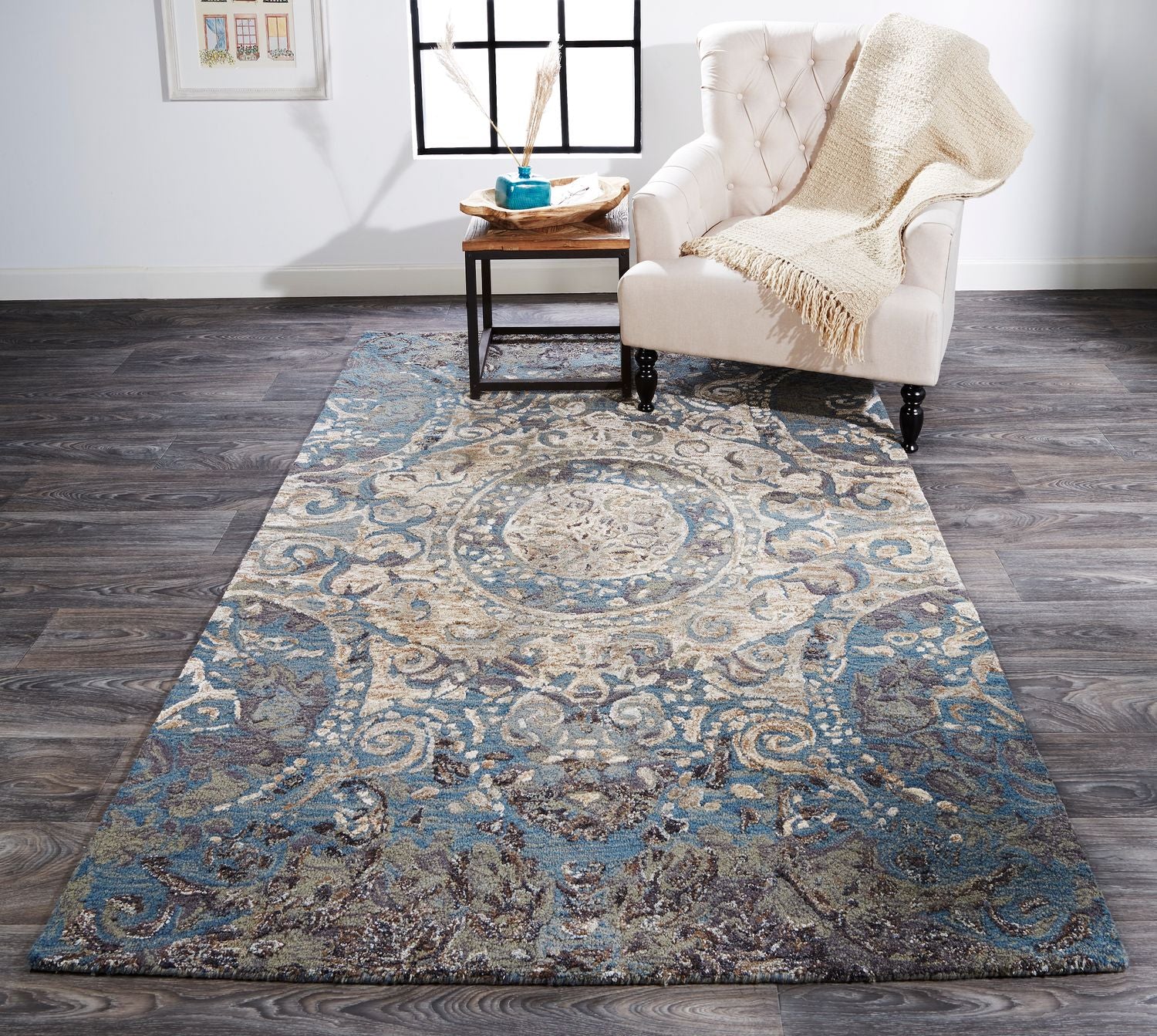 Amreli Hand Tufted Gray and Blue Rug by BD Fine