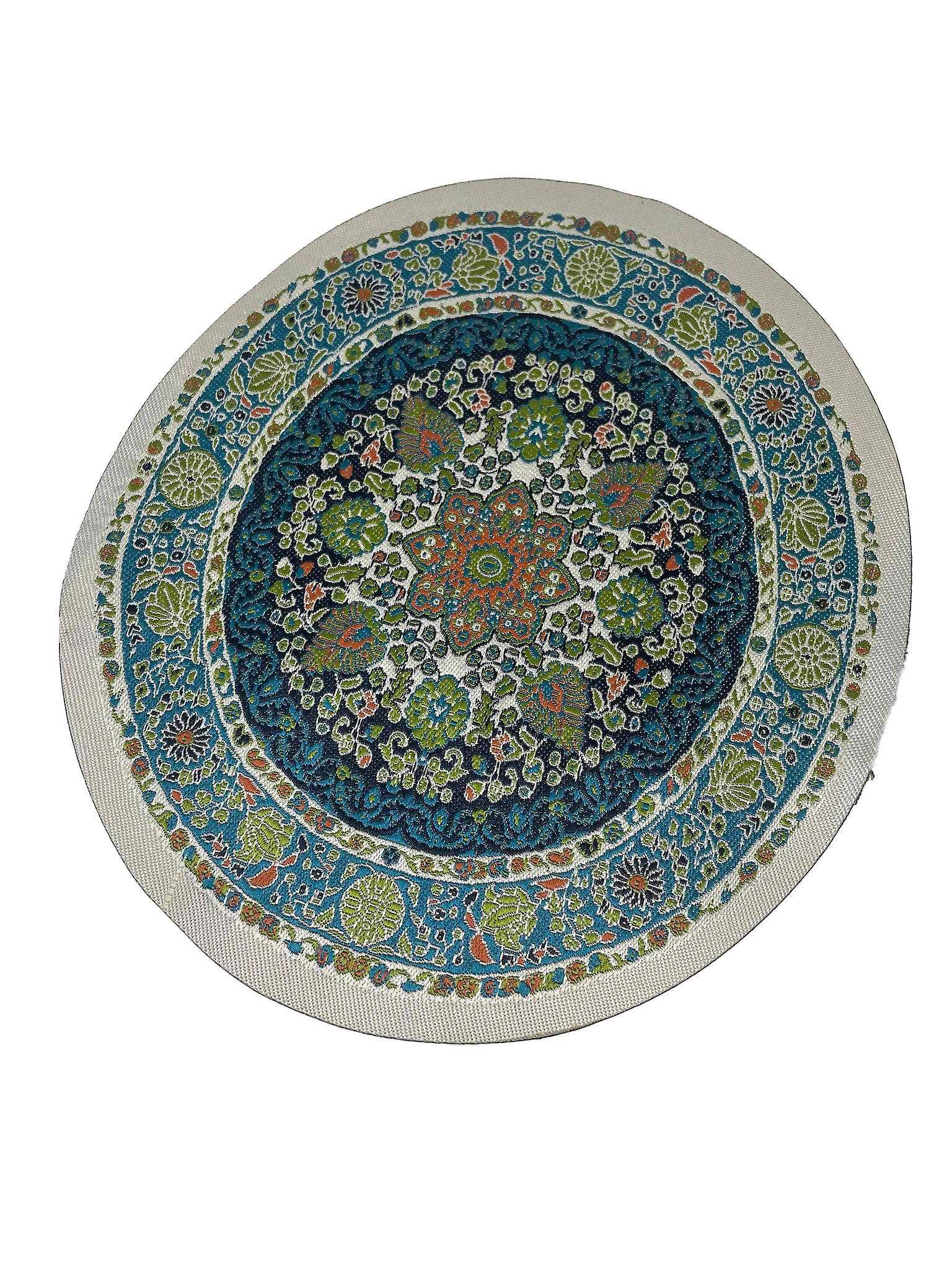 Dolls House Blue Circular Rug Round Turkish Carpet Miniature 1:12 Scale