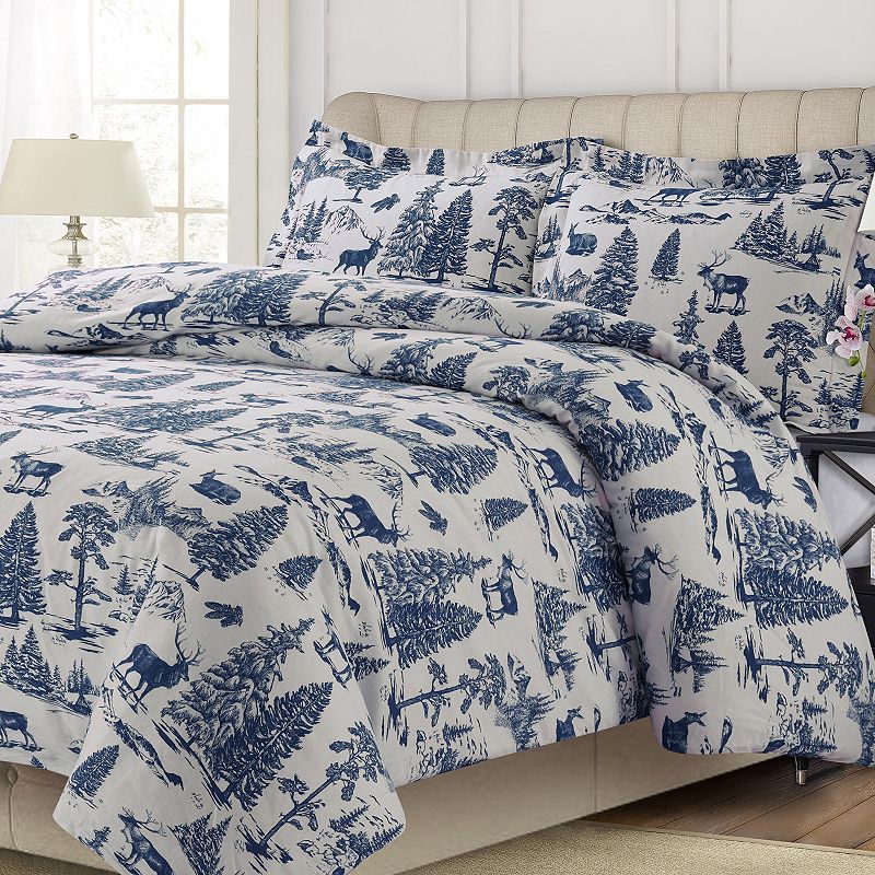 Printed Flannel 3-piece Duvet Cover Set