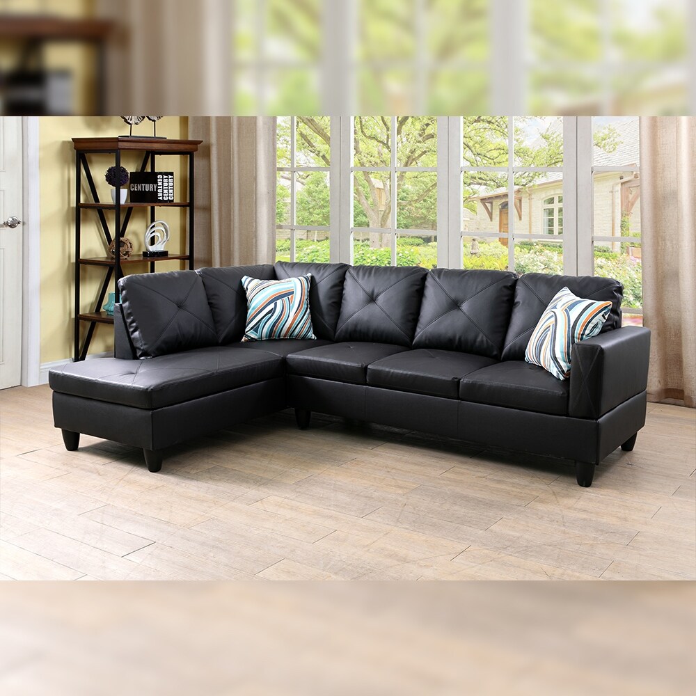 StarHome Living Faux Leather Sectional Sofa Set