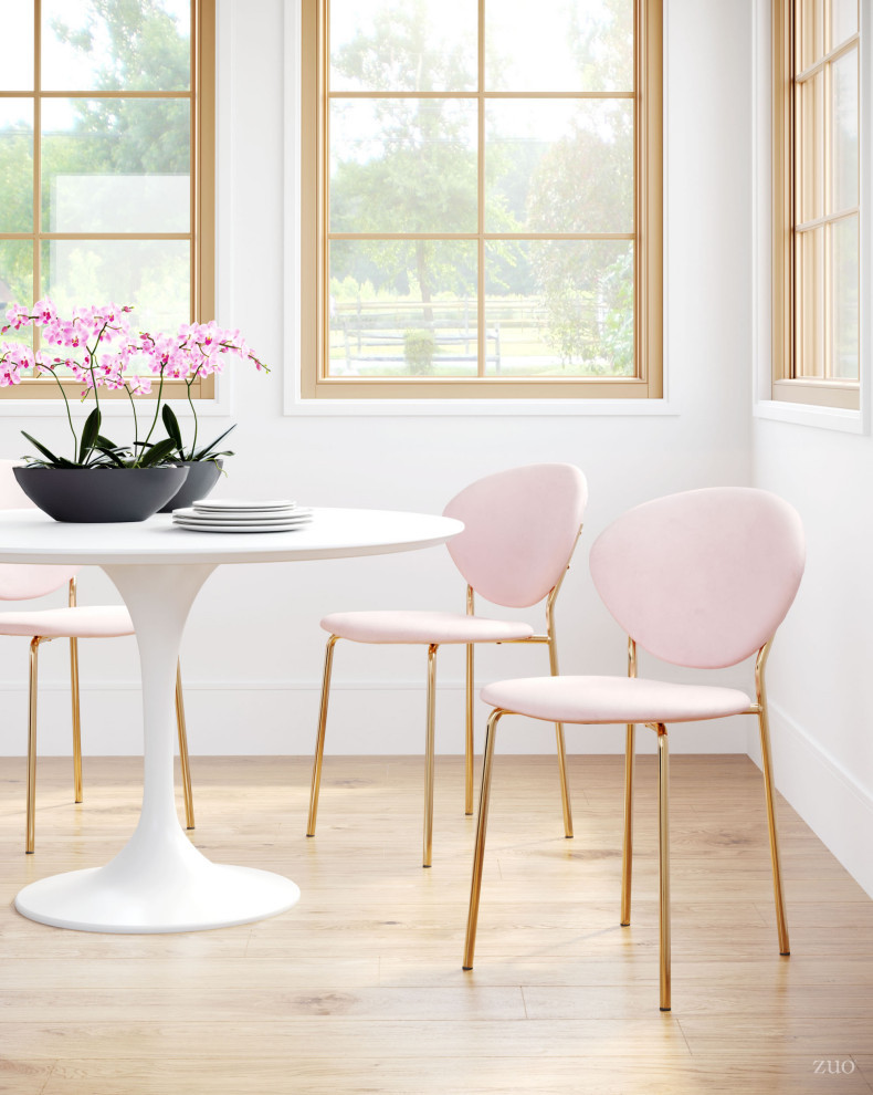 Clyde Dining Chair (Set of 2) Pink  ampGold   Midcentury   Dining Chairs   by Sideboards and Things  Houzz