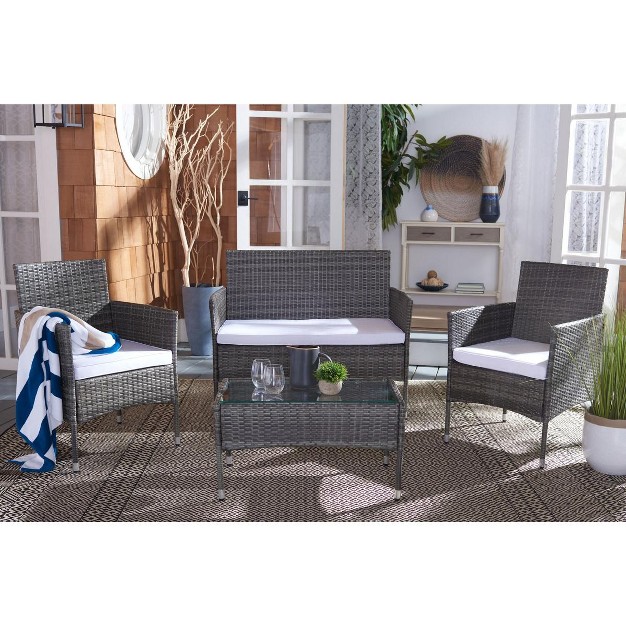 Abdul 4 Piece Patio Outdoor Living Conversation Set Safavieh