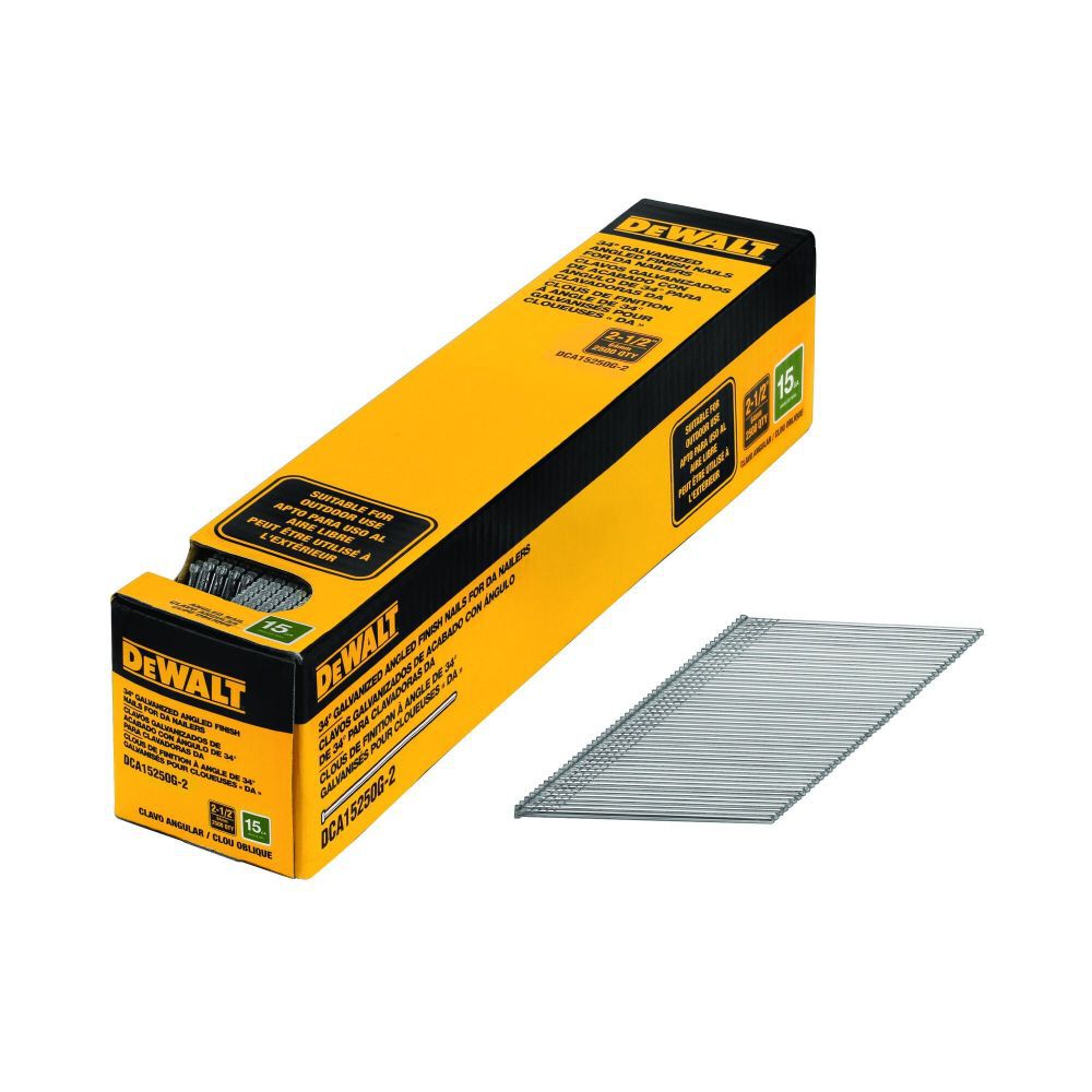 DEWALT 15 Gauge 2 1/2 in DA Style Angled Finish Nails 2500qty DCA15250-2 from DEWALT