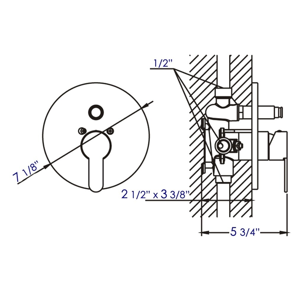 ALFI brand AB3101 BN Brushed Nickel Shower Valve Mixer with Rounded Lever Handle and Diverter   Silver