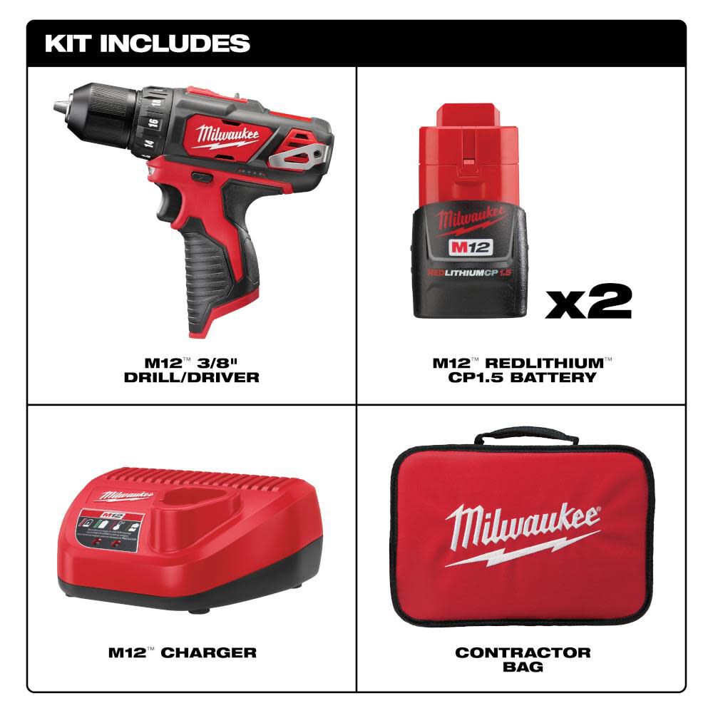 MW M12 3/8 in. Drill/Driver Kit 2407-22 from MW