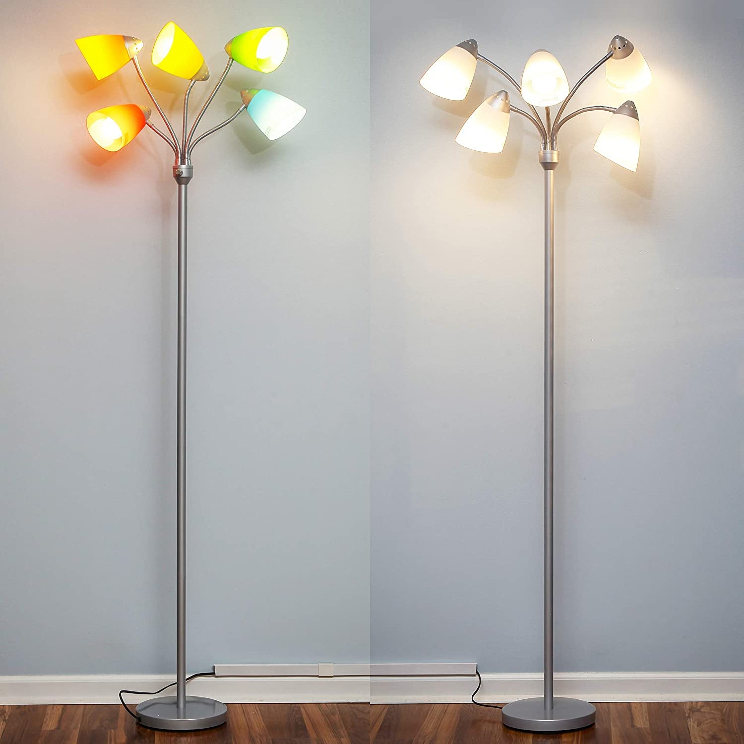 Brightech Medusa LED Floor Lamp - Multi Head Adjustable Tall Pole Standing Reading Lamp