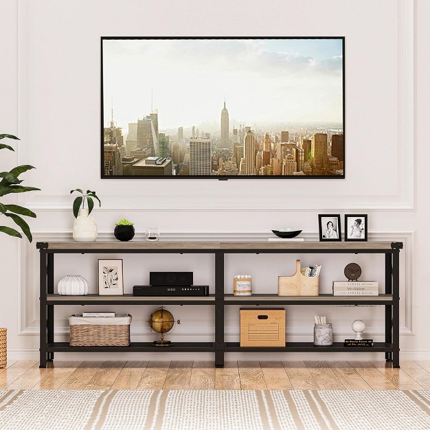 Trinity Led Tv Stand Entertainment Center For 70 Inch Tv Media Console Table Gaming Tv Stand With Storage Shelves And Power Outlets For Living Room