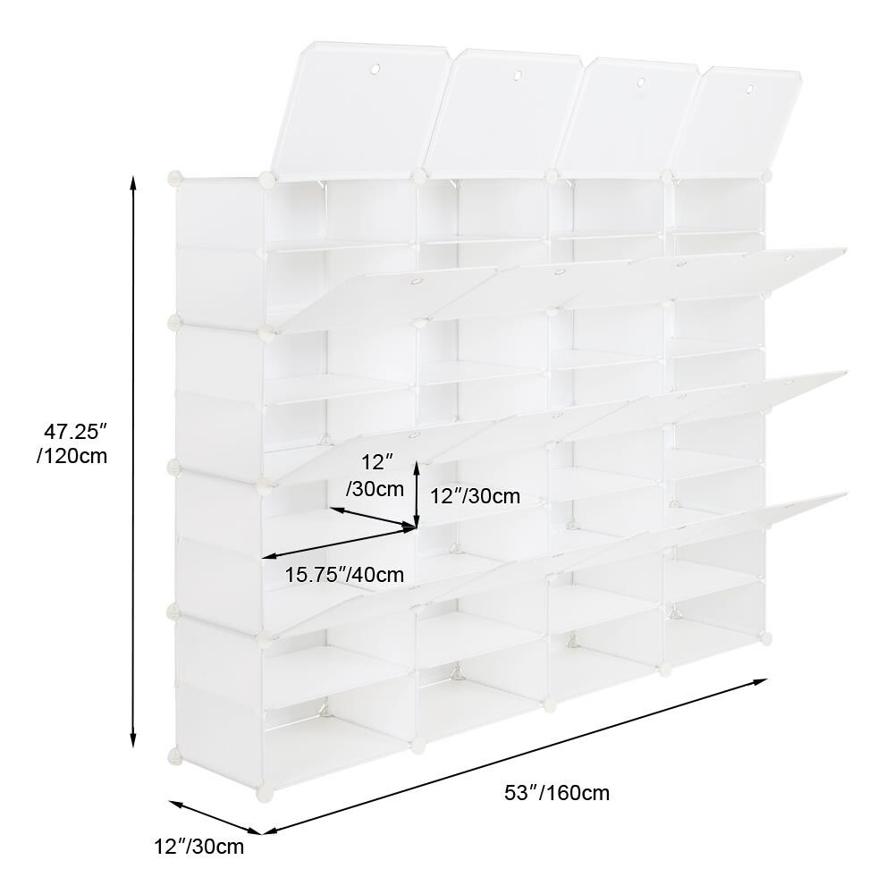 32 Grids 8 Tier Portable Shoe Rack Organizer Shelf Storage Cabinet