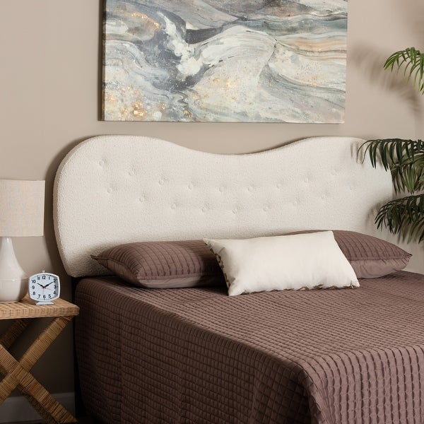 Brantley Modern Cream Boucle Fabric Queen Size Headboard - - 37365528