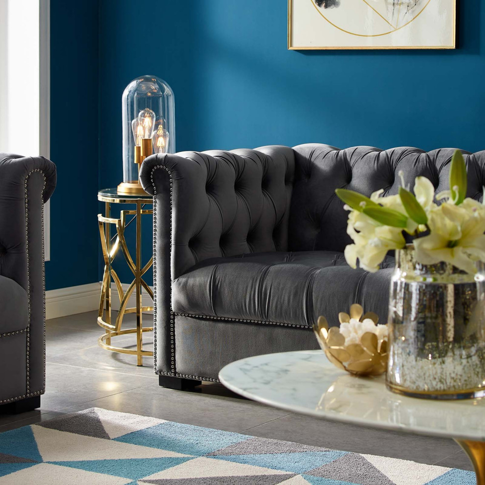 Heritage Upholstered Velvet Sofa   Transitional   Sofas   by Modway  Houzz