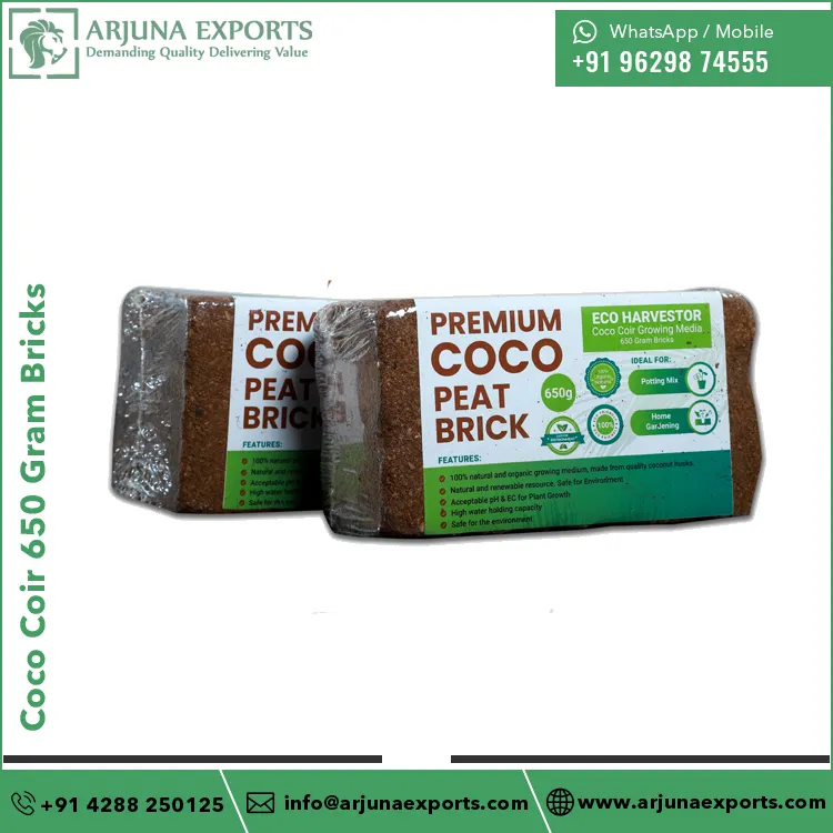 Indian Supplier of Premium Quality Coir Pith Coco Coir 650 Gram Bricks for Garden Supplies Potting Mix Hydroponic Growers