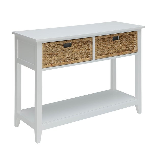 Modern Style Console Table， Sofa Table With 2 Baskets And Shelf