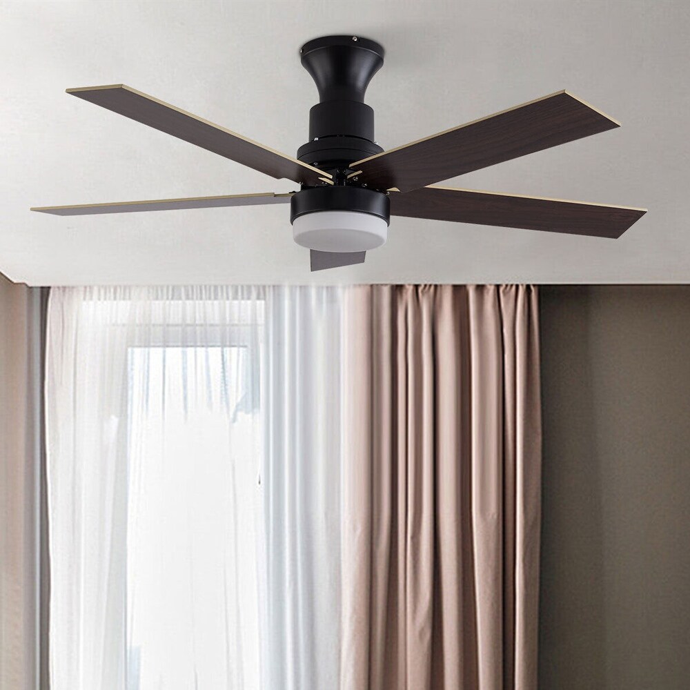 44'' Contemporary Wooden Reversible LED Ceiling Fan with Remote