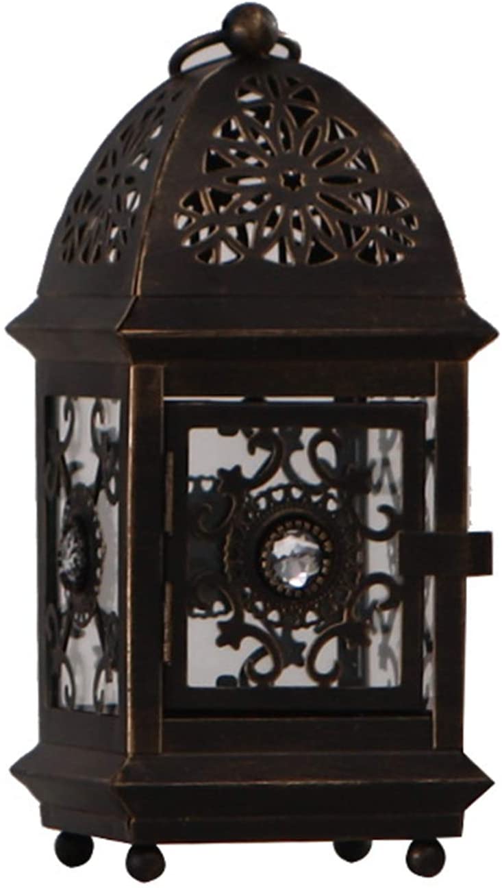 Semfri Weddings Decorative Candle Lanterns Classical Style iron Hanging Lantern for Christmas Parties Outdoor Home Decor(Black)