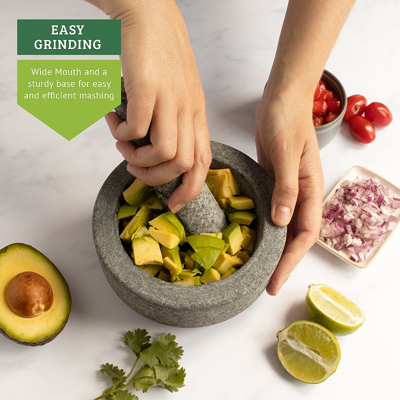 Chef Tacos Mortar And Pestle Set Granite， 6-inch 2-cup Capacity  (grey ， 2 Cup)