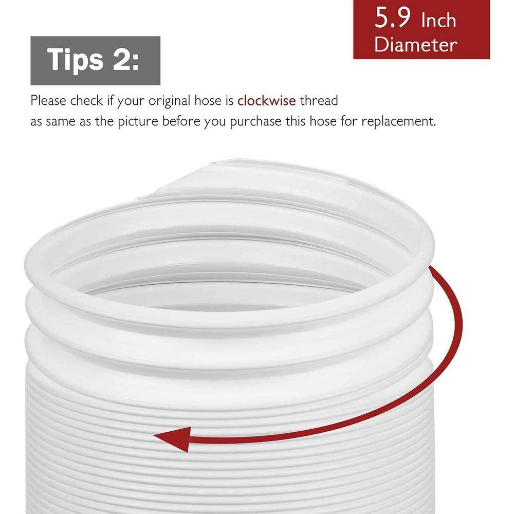 TURBRO 5.9 in. 6.5 ft. Insulated Flexible Exhaust Hose for Portable Air Conditioner Clockwise 5.9 In. Diameter  6.5 ft. Long