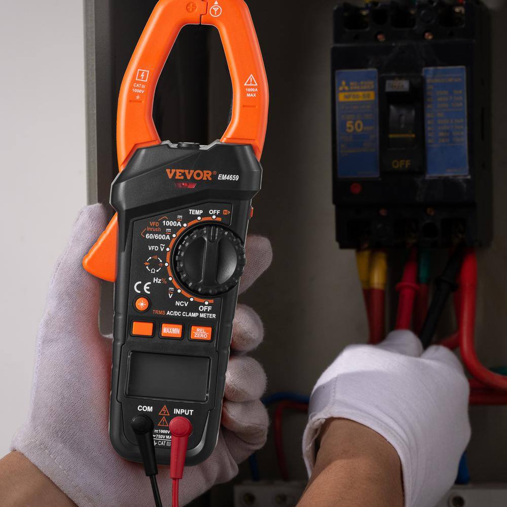 VEVOR 1000 Amp Digital Clamp Meter T-RMS 6000 Counts Clamp Multi-meter Tester for Home Industry Voltage Resistance Maintenance QXBFZDKCWACDCBUUBV0