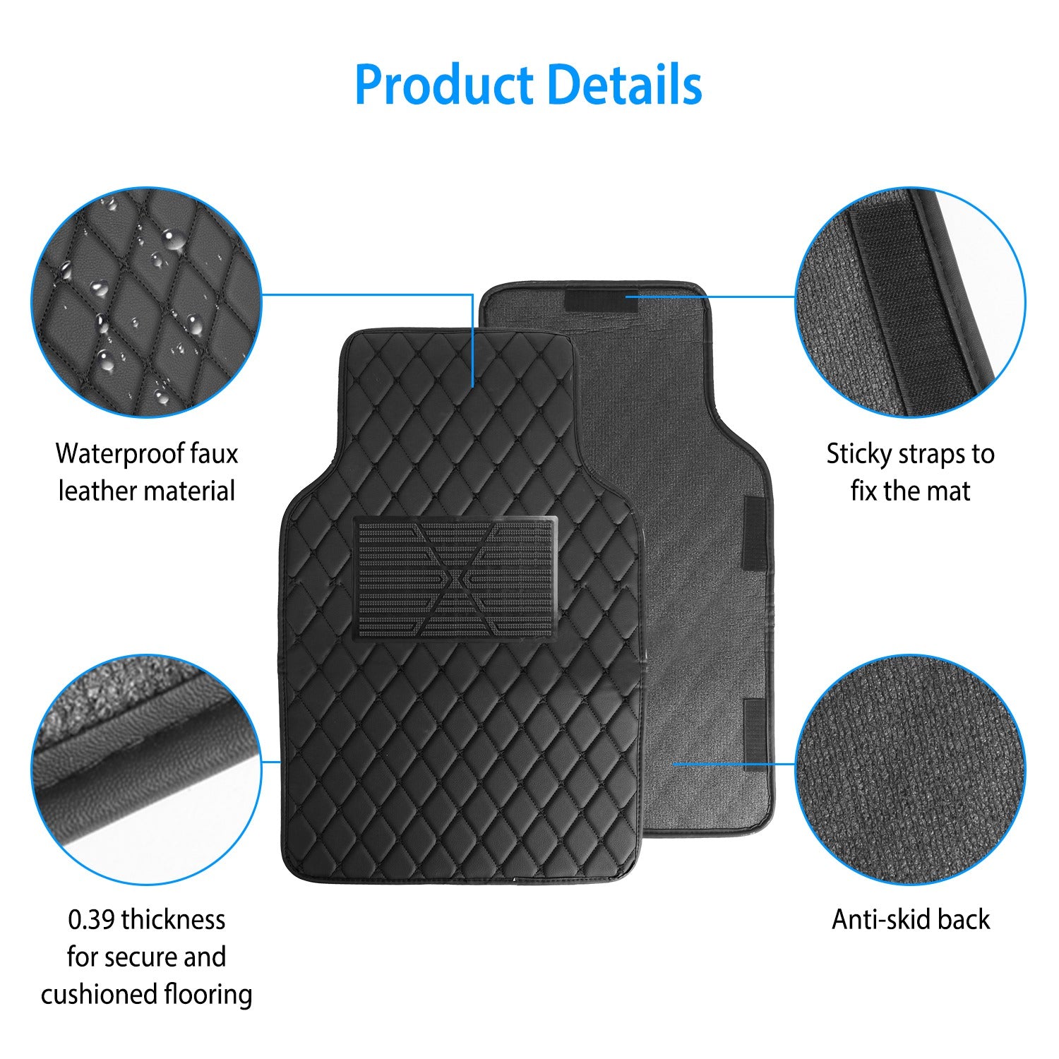 iMounTEK Automotive Car Floor Mats Auto Carpet Front Rear Liner Pads Mats Black Universal Fit Heavy Duty Rubber fits Most Cars， All Weather Protection for SUVs， Car and Trucks