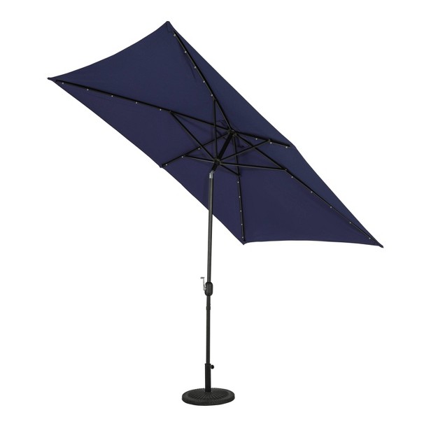 Island Umbrella 10 x27 X 6 5 x27 Rectangular Nassau Market Patio Umbrella With Led Bulb Lights Navy