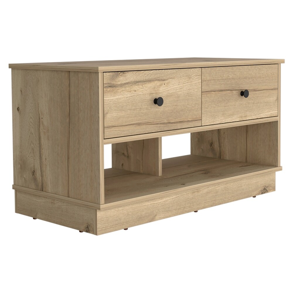 Hamilton 36 inch Wide Storage Bench with 2 Open Shelves and 2 Drawers