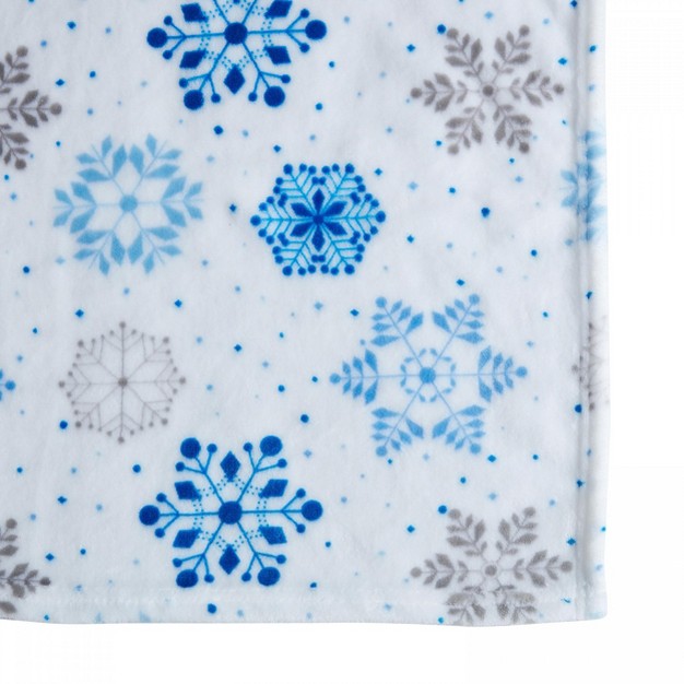 Kate Aurora Holiday Living Blue amp Silver Christmas Snowflakes Accent Throw Blanket 50 In W X 60 In L