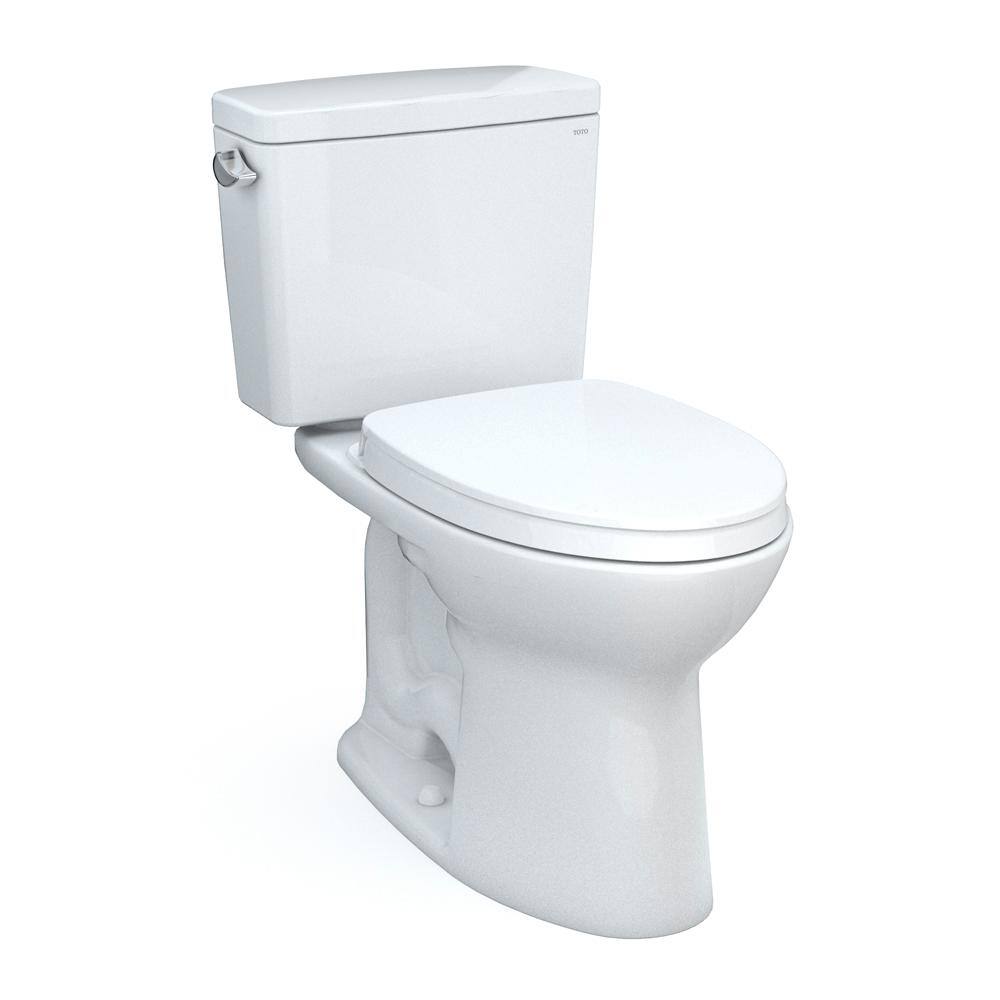 TOTO Drake 2-Piece 1.28 GPF Single Flush Elongated Standard Height Toilet in Cotton White SoftClose Seat Included MS776124CEG#01