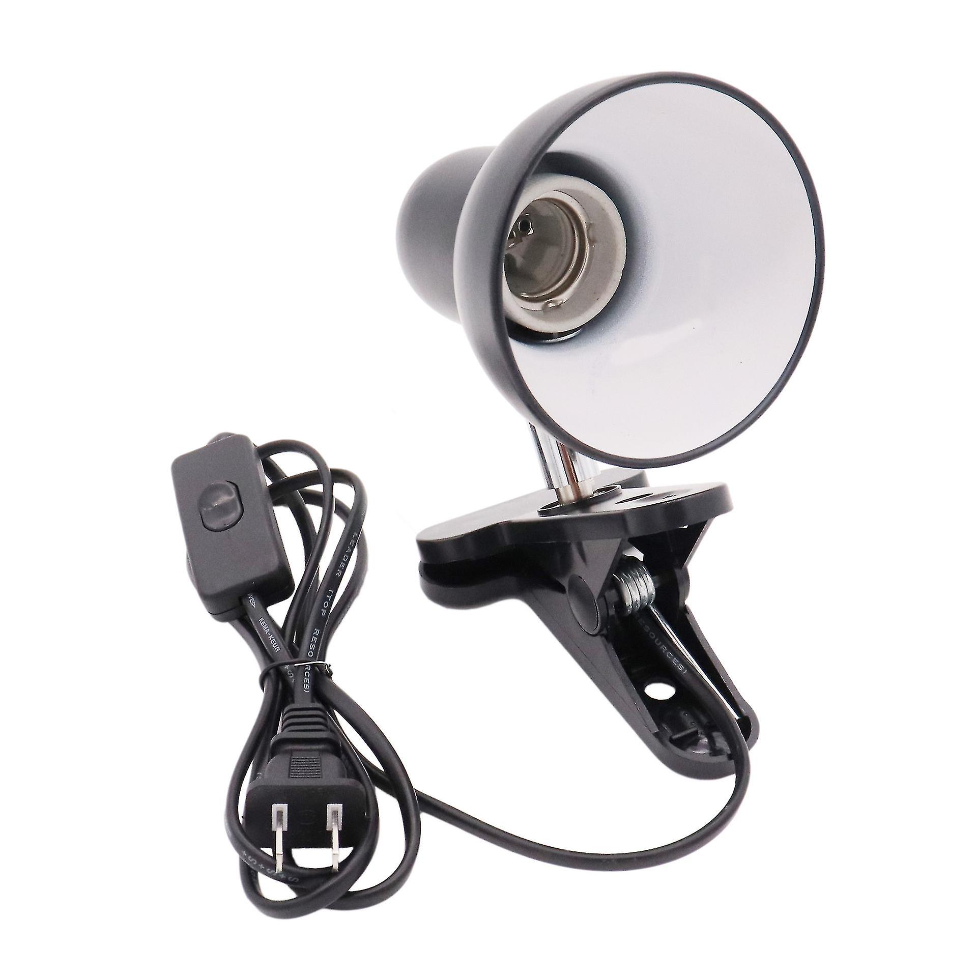 Table Lamp Holder Clamp 360rotation E27 Base With Switch Wire，eu Plug(black)