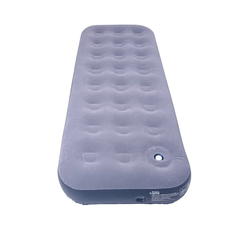 Camping Blow Up Air Mattress Single Sized Inflatable Air Bed With Built In Pump Flocked top