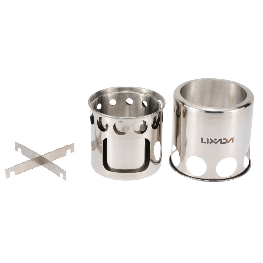 Lixada Portable  Y2394 Model  Stainless Steel Lightweight Wood Stove Outdoor Cooking Picnic (4.5in*8.3in)