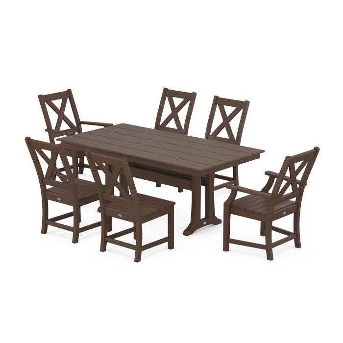 Polywood Braxton 7-Piece Farmhouse Dining Set With Trestle Legs PWS995-1