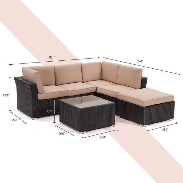 4 pieces Outdoor Patio Furniture Rattan Conversation Sofa Sectional Sets - Overstock - 33808766