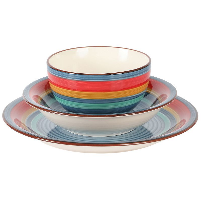 Gibson Home Rainbow 12 Piece Stoneware Dinnerware Set